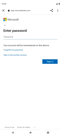 Press Password and key in the password for your email account.