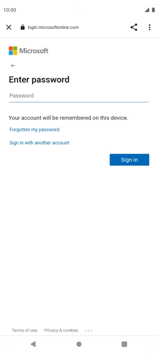 Press Password and key in the password for your email account.