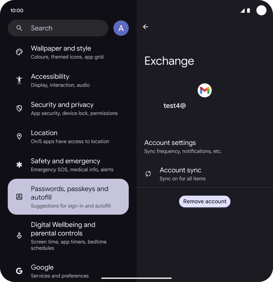 Press Remove account.
