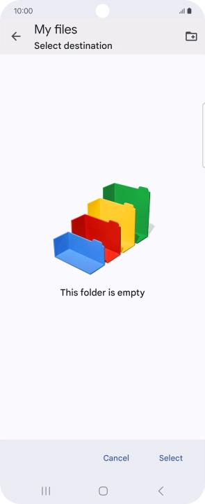 To create a new folder, press the new folder icon and follow the instructions on the screen to create a new folder.
