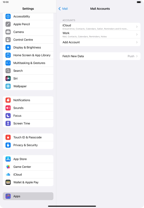 Press the required email account.