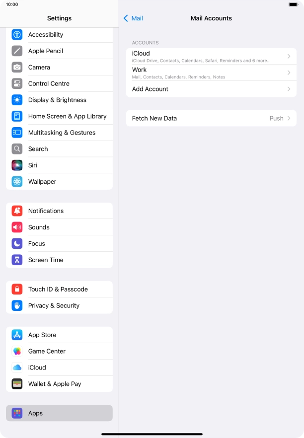Press the required email account.