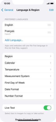 To subsequently select another language as the default language, press the move icon next to the required language and drag it to the top of the list.