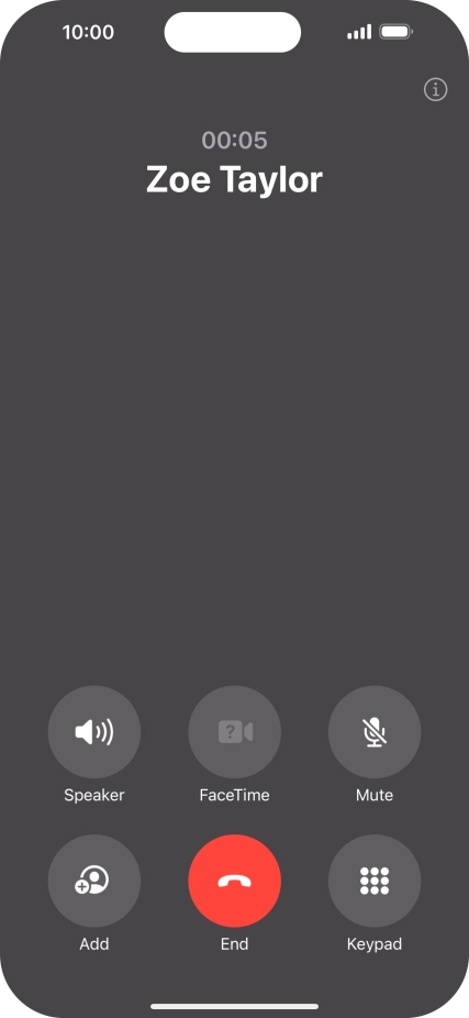 Press the end call icon to end the call and return to the home screen. Press the end call icon to end the call and return to the home screen.