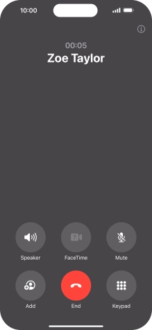 Press the end call icon to end the call and return to the home screen. Press the end call icon to end the call and return to the home screen.
