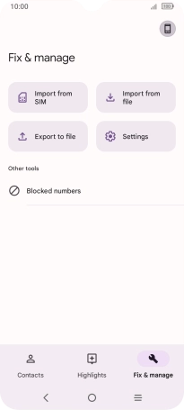 Press Import from SIM.