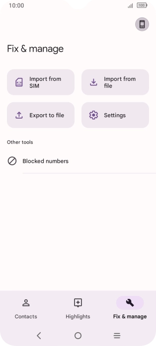 Press Import from SIM.