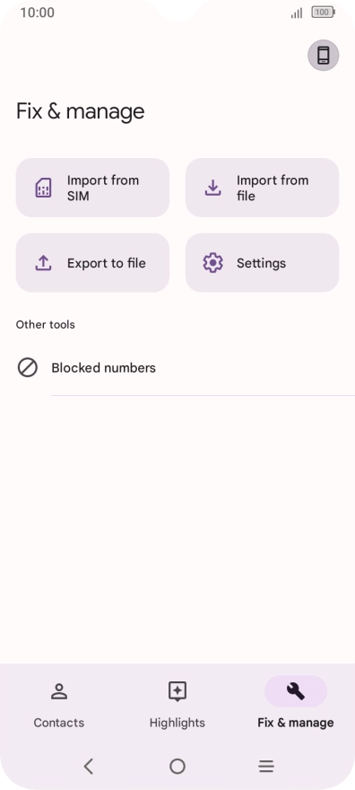 Press Import from SIM.