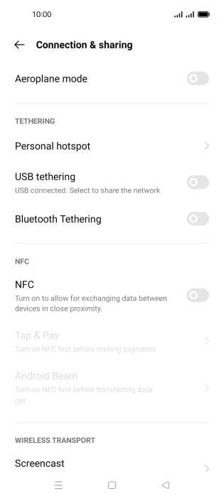 Press Personal hotspot.