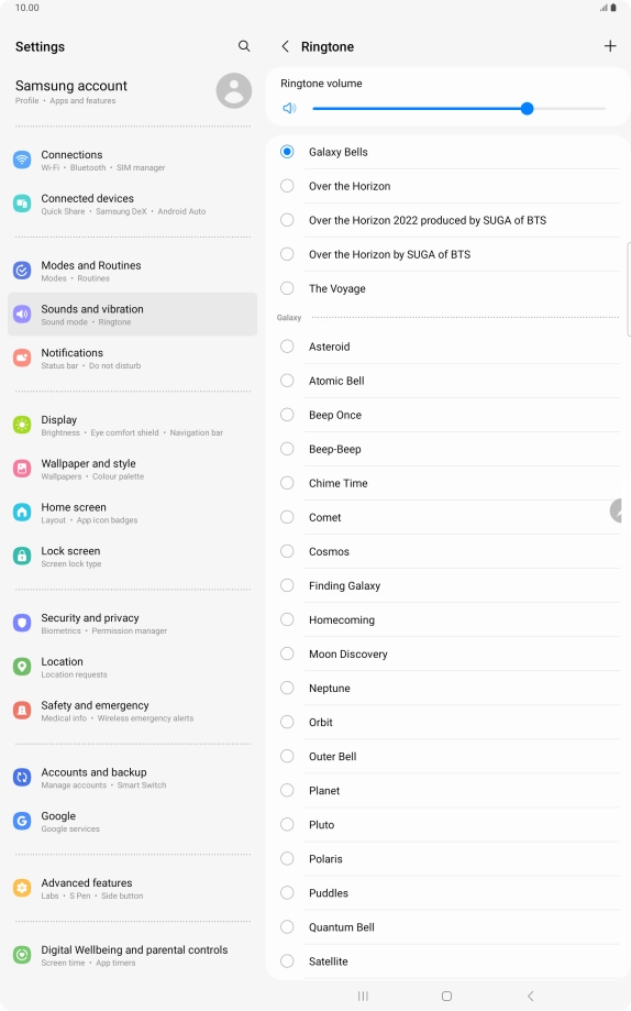 Press the required ring tones to hear them.