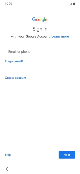 Press Email or phone and key in the username for your Google account.