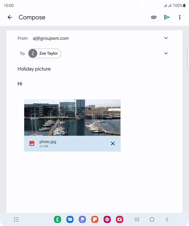 Press the send icon when you've finished your email message.
