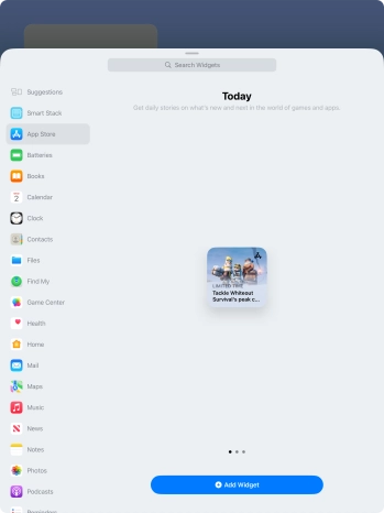 Slide your finger right or left on the screen to select the required widget size. Slide your finger right or left on the screen to select the required widget size.