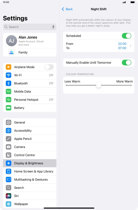 Press and drag the indicator below 