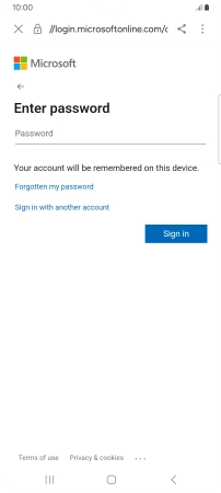 Press Password and key in the password for your email account.