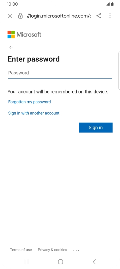 Press Password and key in the password for your email account.