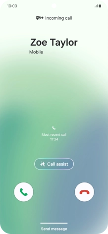 Press and drag the accept call icon right. Press and drag the accept call icon right.