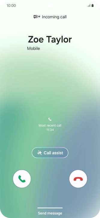 Press and drag the accept call icon right. Press and drag the accept call icon right.