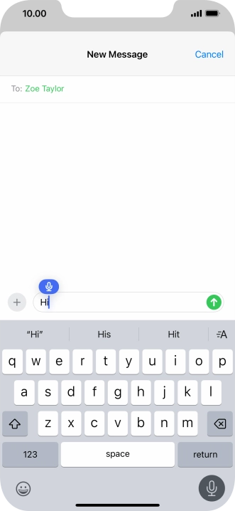 Press the microphone icon to end dictation.