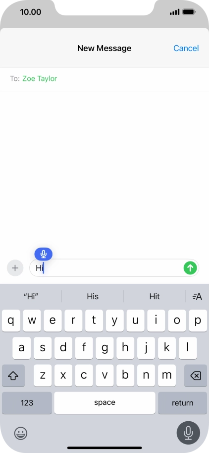 Press the microphone icon to end dictation.