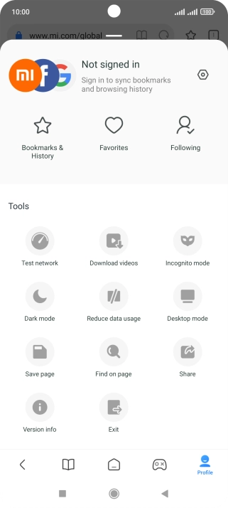 Press the settings icon.