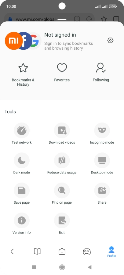 Press the settings icon.