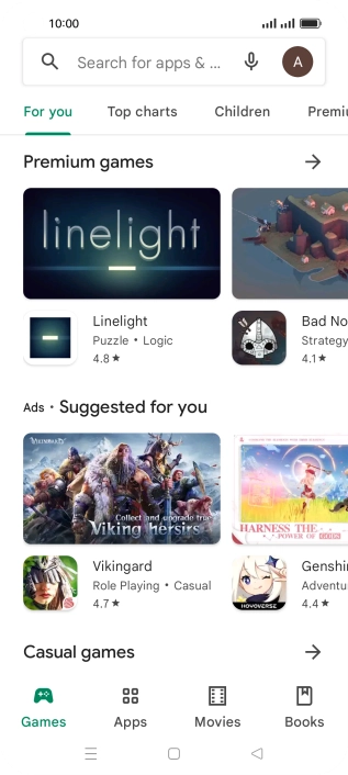 Press the search field.