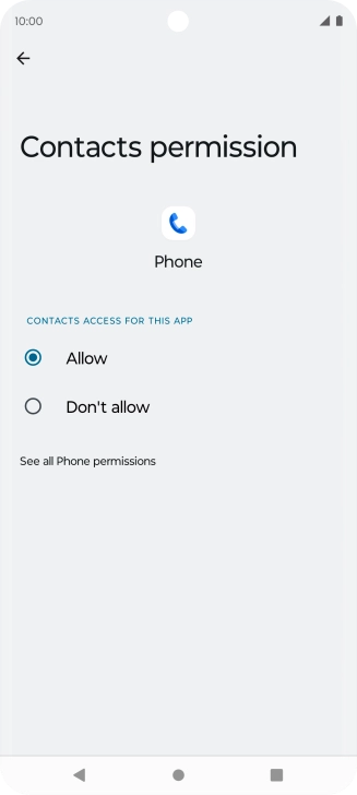Press the required setting.