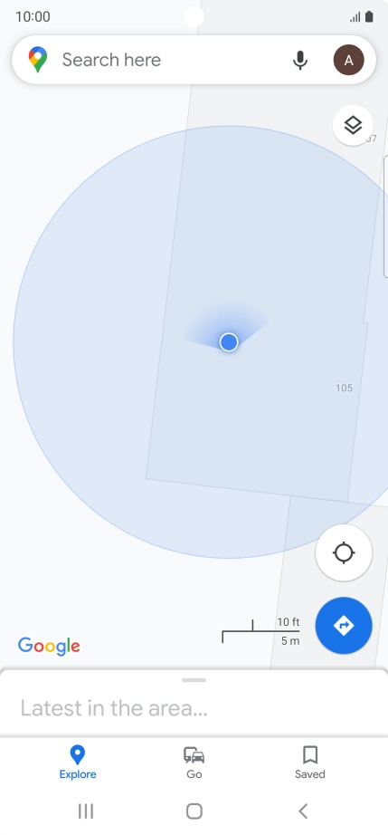 Press the search field and key in the required destination.