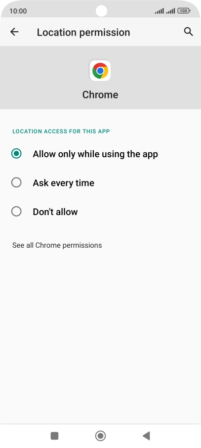 Press the required setting.