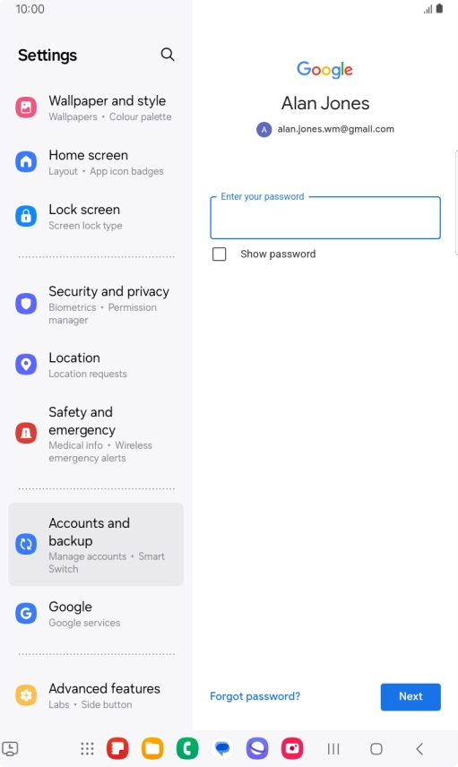 Press the field below 