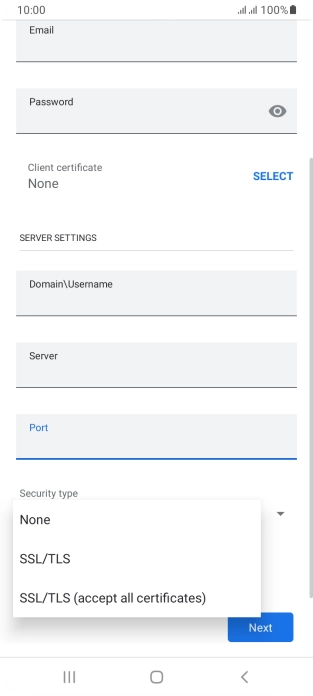 Press the required setting.