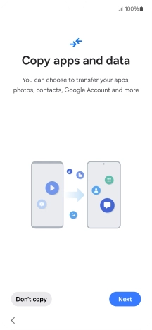 You can transfer the contents of another phone to your phone when it's activated for the first time and after a factory reset. When this screen is displayed, your phone is ready to transfer contents from another phone.