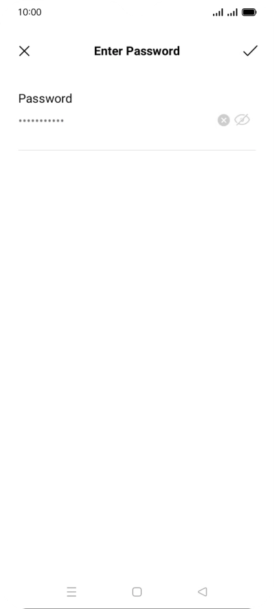 Key in the password for the Wi-Fi network and press the confirm icon.