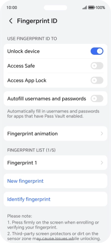 Press the required settings.