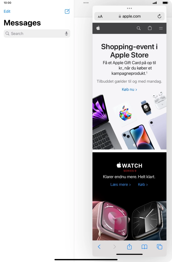 The application now displays on top of the other open application.