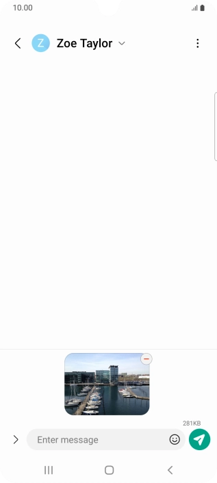 Press the text input field and write the text for your picture message.