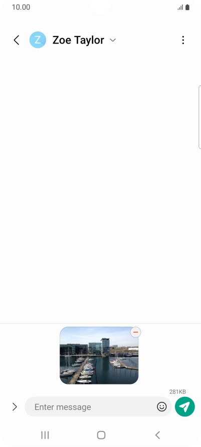 Press the text input field and write the text for your picture message.