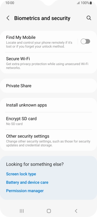 Press Other security settings. Press Other security settings.
