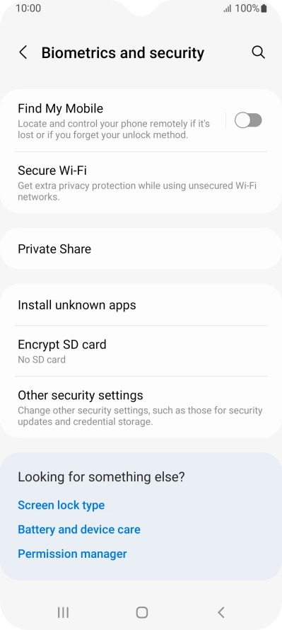 Press Other security settings. Press Other security settings.