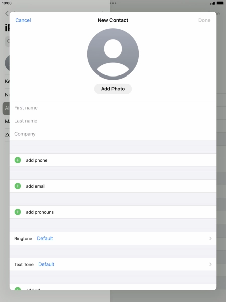 Press First name and key in the first name.