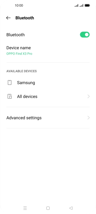 Press the required Bluetooth device and follow the instructions on the screen to pair the device with your phone.