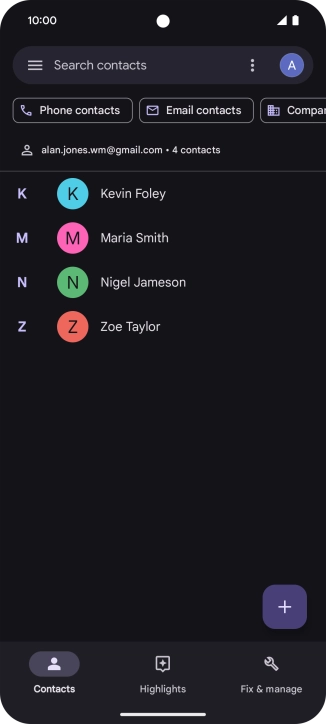 Press the new contact icon.