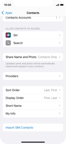 Press Import SIM Contacts.