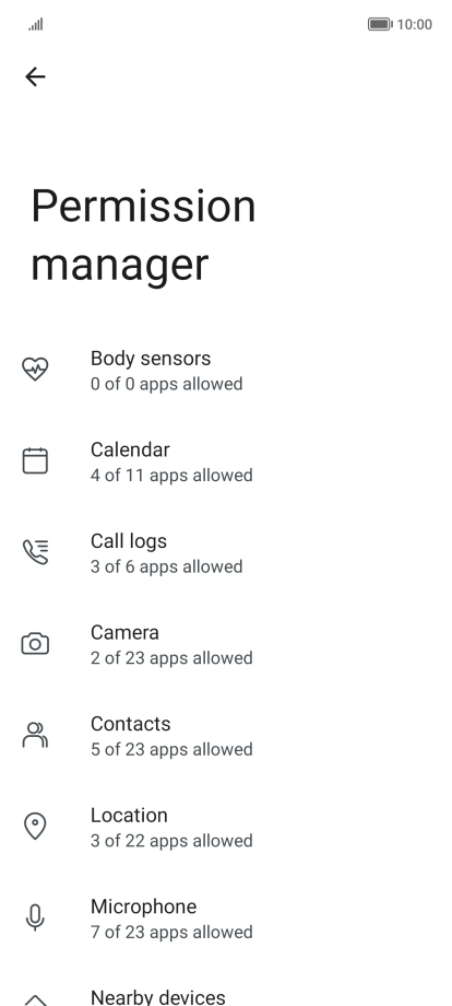 Press the required category.