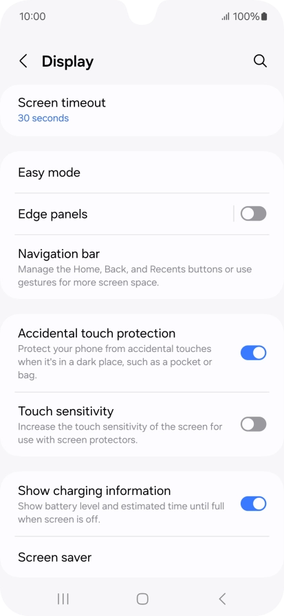 Press Screen timeout.