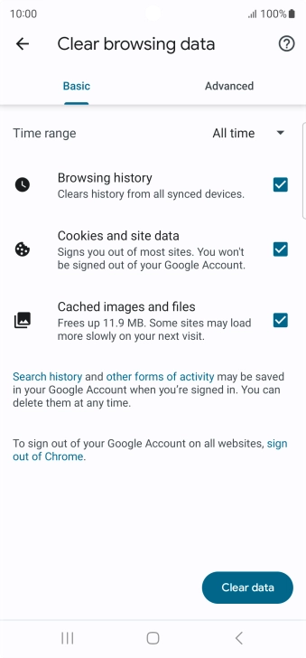 Press the fields next to the required data types.