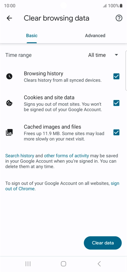 Press the fields next to the required data types.