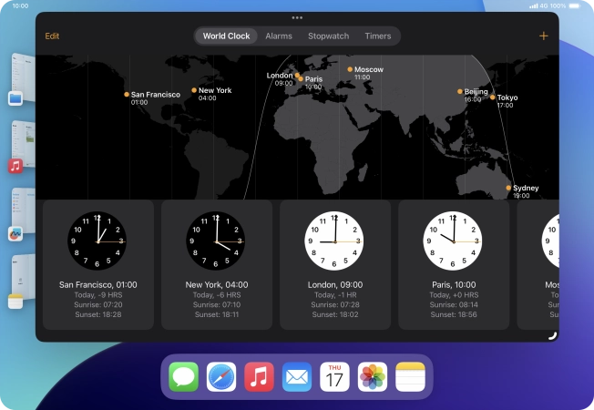 The active application is displayed at the centre of the screen.