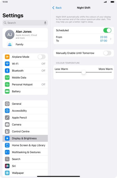 Press the indicator next to 